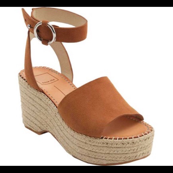 NWT Dolce Vita Platform Tan Suede Buckle Sandals - Picture 1 of 7